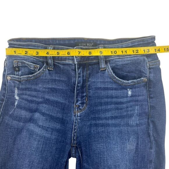 Judy Blue Womens Distressed Slim Straight Jeans Blue Denim Medium Wash Size 5/27 - Picture 12 of 16